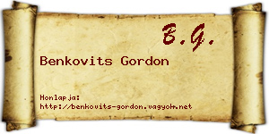 Benkovits Gordon névjegykártya